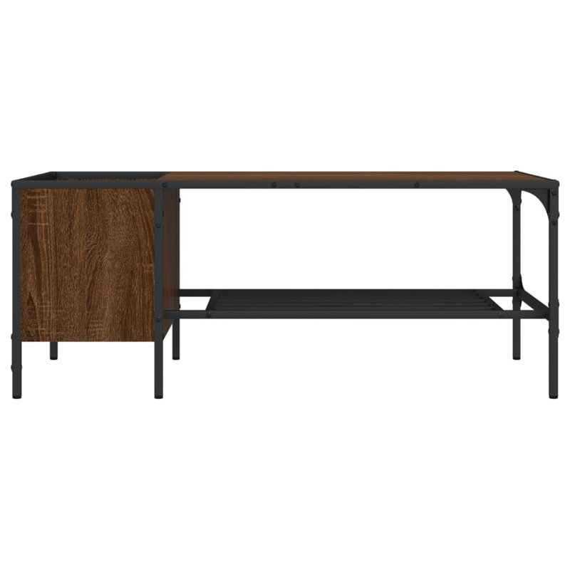Nyzere Four Leg Coffee Table with Storage, Brown Oak