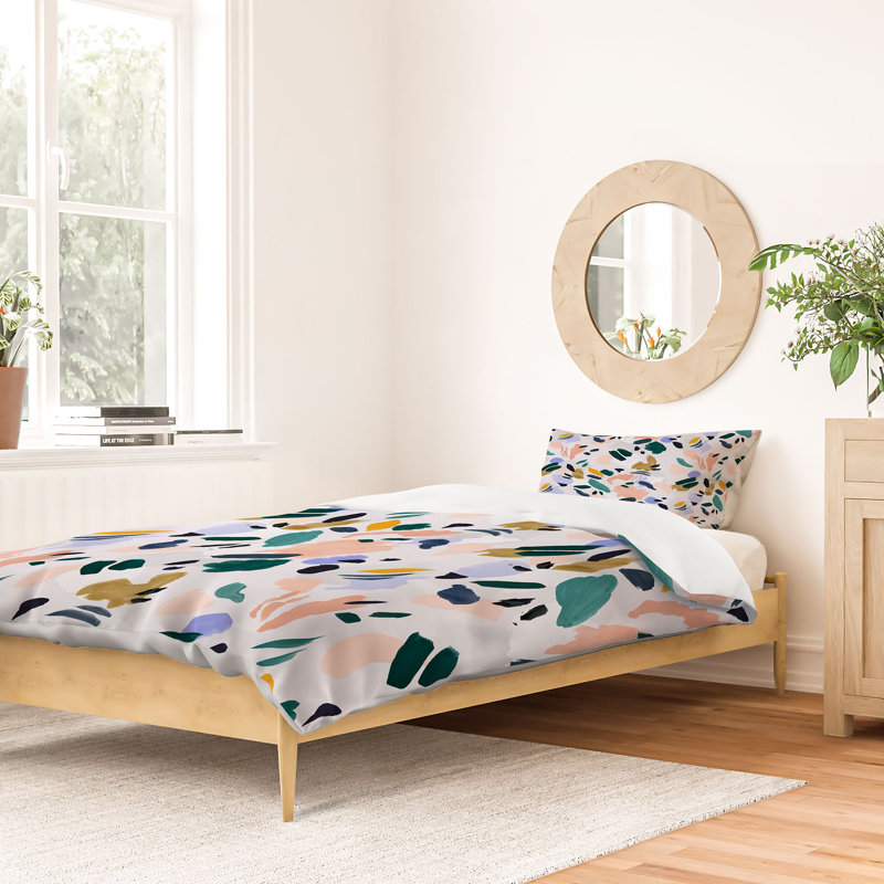 Ensemble de housse de couette Terrazzo Brushstrokes, Housse de couette grand + 2 taies d'oreiller