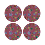 Succulents Floating Vegan Leather Round Pebble Placemat