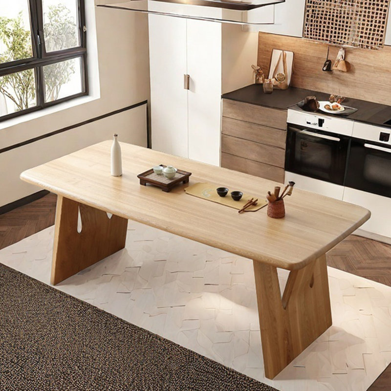 Solid wood large board dining table widened, 29.53"H x 86.61"L x 35.43"W