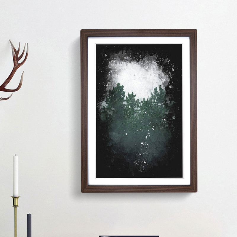Snowing upon the Trees - Wall Art, 33cm H x 24cm W x 2cm D, Walnut Single Picture Frame Wood