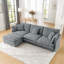 Canapé modulaire en L avec repose-pieds - Tissu convertible 4 places, serviette-510082305