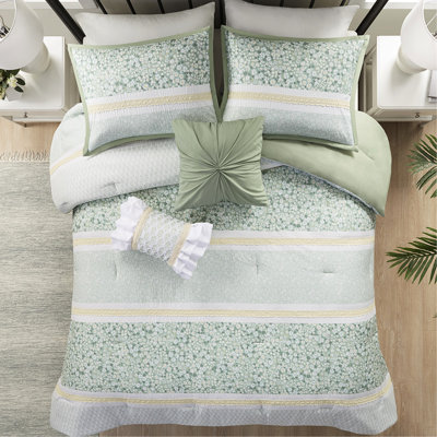 Literie en seersucker double / grand avec 2 coussins décoratifs - Shabby Chic Design