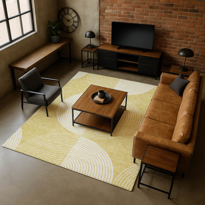 Premium Machine Washable Mayfield AMF2275 Geometric Rug, Gold, 10' x 14'