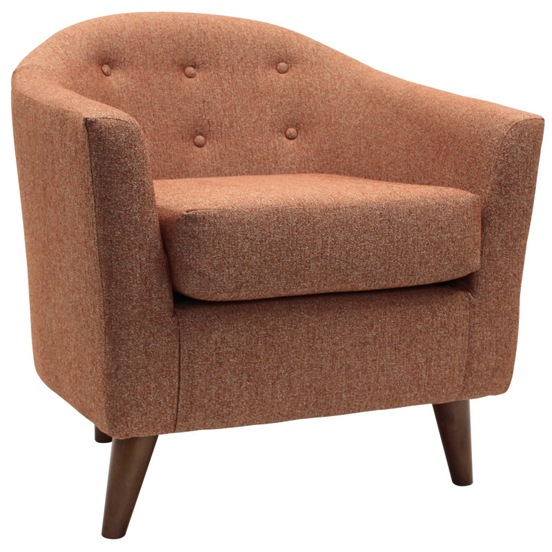 Fauteuil demi-tonneau en polyester capitonné de 30 po Navin, Mélange de polyester automne Terrace
