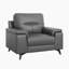 Chaise d'appoint moderne et contemporaine Teasley de 44 po avec cuir fleur, pieds en métal exposés, coussins en mousse haute densité-1295061160