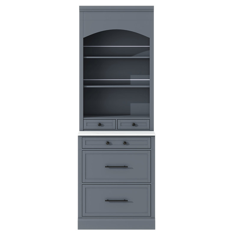 Grande huche de cuisine autoportante avec 5 tiroirs de rangement et tablette réglable, Gris