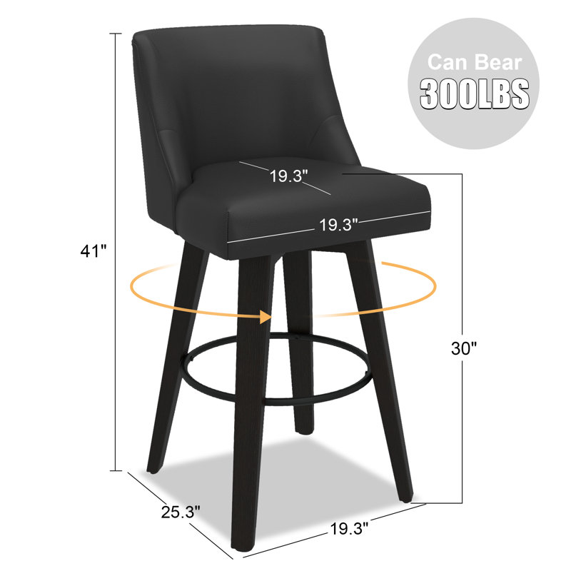 Tabourets de bar et de comptoir Loriell avec structure en bois massif, 4, Tabouret de bar (siège d'une hauteur de 30 po)