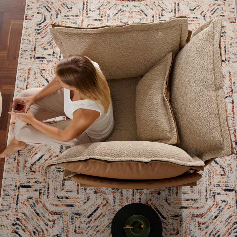 Fauteuil d'appoint simple en chenille de style moderne, Orange