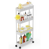 5.3" Slim Storage Cart - 4 Tiers Bathroom Organizer Mobile Shelving Unit Storage Rolling Utility Cart Slide Out Organizer For Kitchen Bathroom Laundry Narrow Places