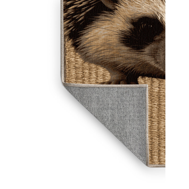 Washable African Hedgehog Wildlife Area Rug, Square 4'