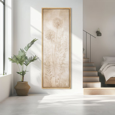 «Minimal Beige Floral Silhouette Botanical Art Extra Large», reproduction d'art sur toile encadrée