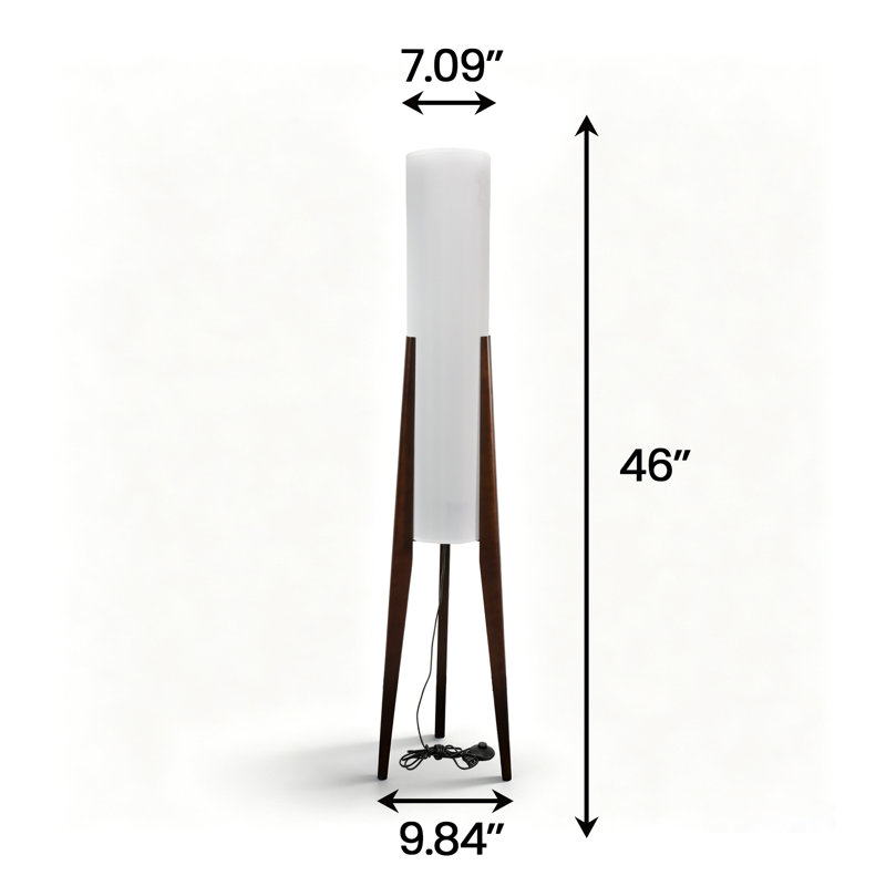 46'' Soild Wood Tripod Floor Lamp, Walnut, 46 Inch