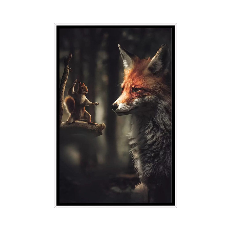 The Karate Squirrel by Zenja Gammer - Print on Canvas, White Framed, 66.04 cm H x 45.72 cm W