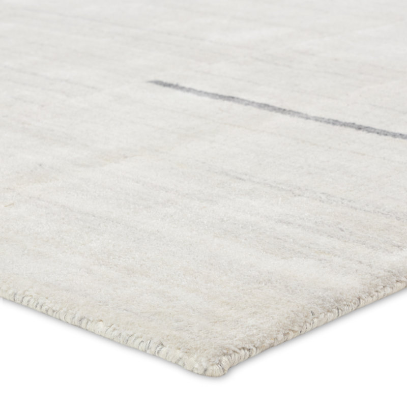  Tapis rayé gris et blanc fait à la main Tinsin IVA02 (9 pi x 12 pi), Rectangle de 5 pi x 8 pi
