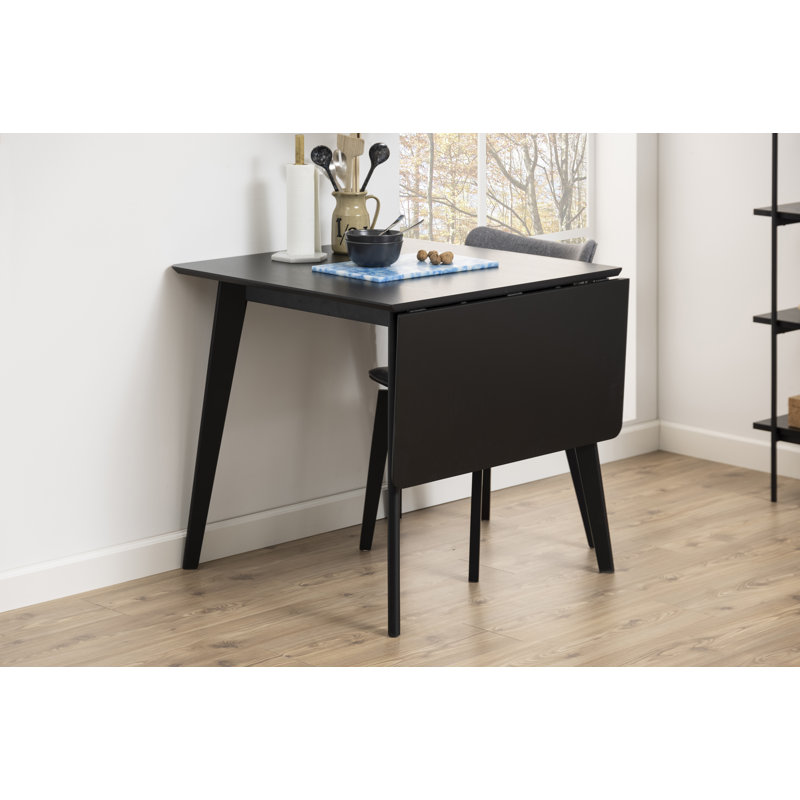 Morehouse Extendable Solid Wood Base Dining Table, Black