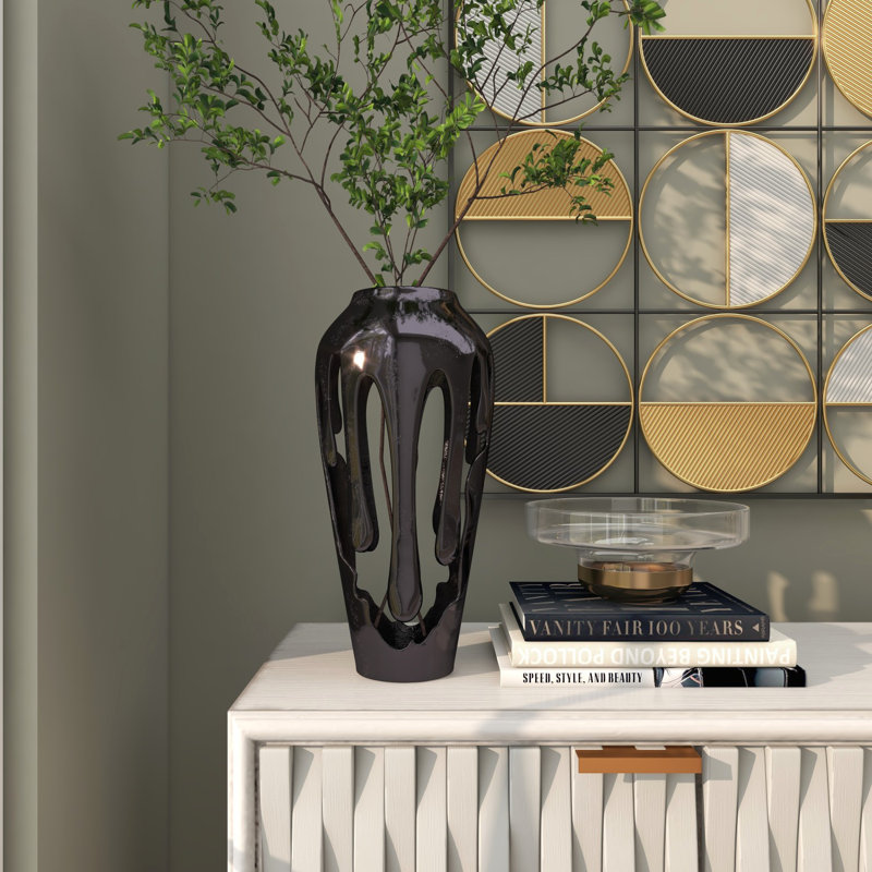 Vase décoratif Moderna, H 15,4 po x l 7,05 po x P 6,95 po, Noir