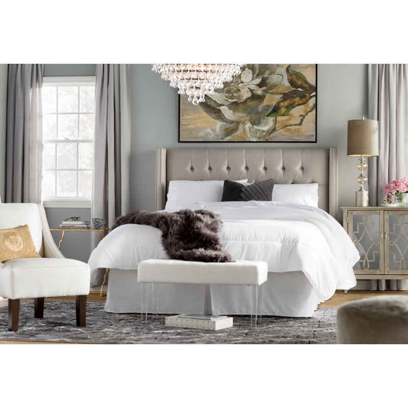 Knighten Upholstered Headboard, Zuma Pumice Textured Linen, Queen