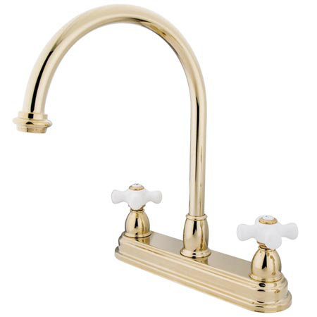 Touchless Double Handle Kitchen Faucet, Polished Brass