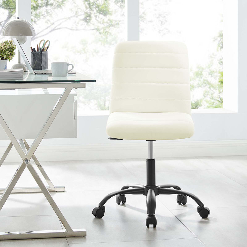 Modway Ripple Armless Vegan Leather Office Chair, White