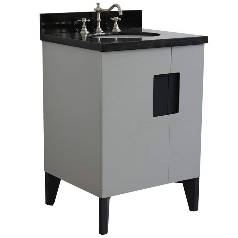 Ensemble de meuble-lavabo simple 25 po, Noir, Gris clair