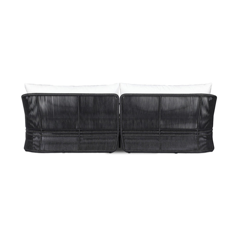 MONDIRA Outdoor Sofa-97"-Faux Black Hyacinth, Crème, Noir