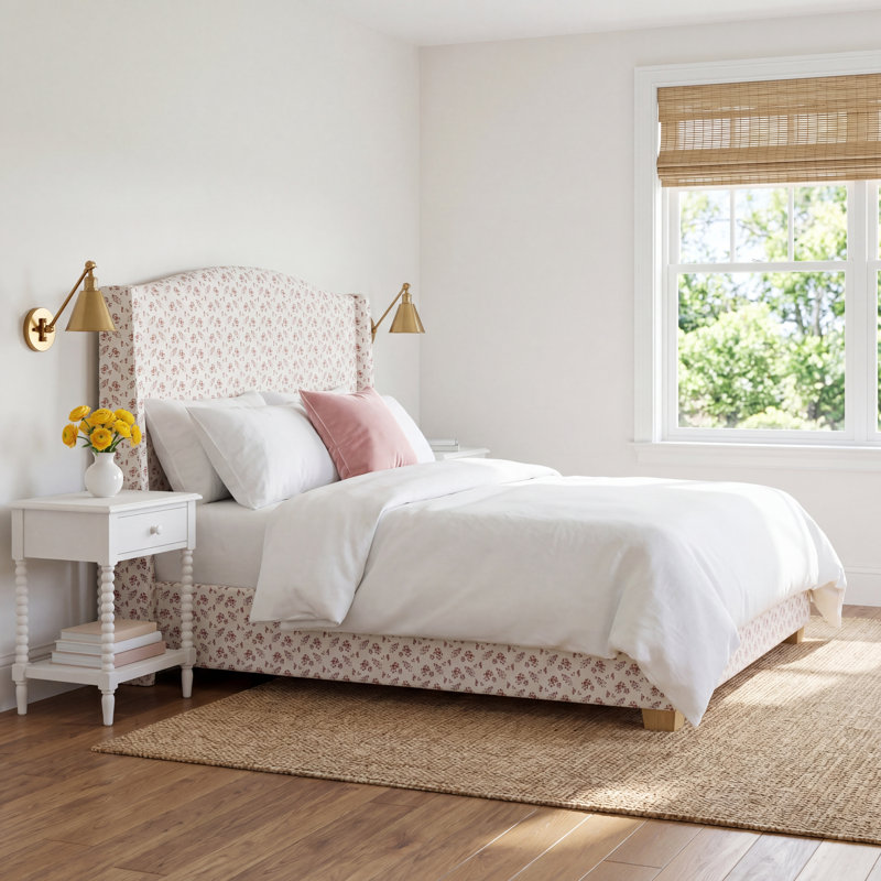 Hagerman Upholstered Wingback Bed, Twin, Kelley Seafoam