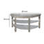 Console demi-lune en bois avec 2 tablettes et pieds tournés