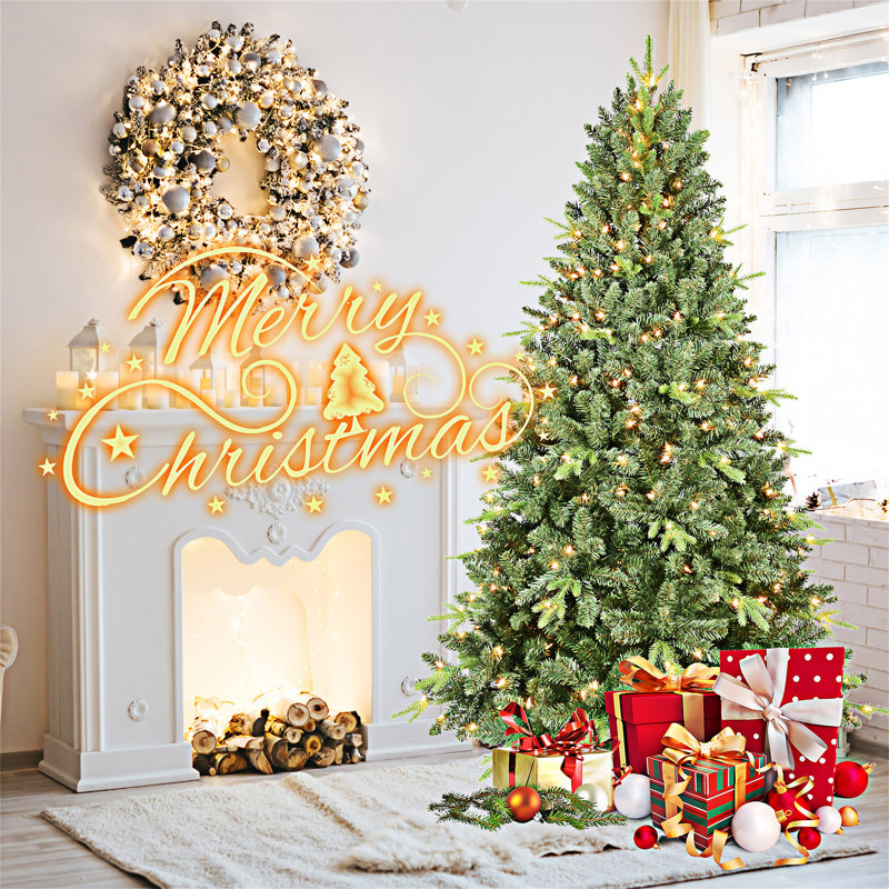 Arbre de Noël pré-éclairé avec support en métal, 4'