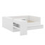 Lit plateforme en bois avec tiroirs, tablettes et coiffeuse-447829589