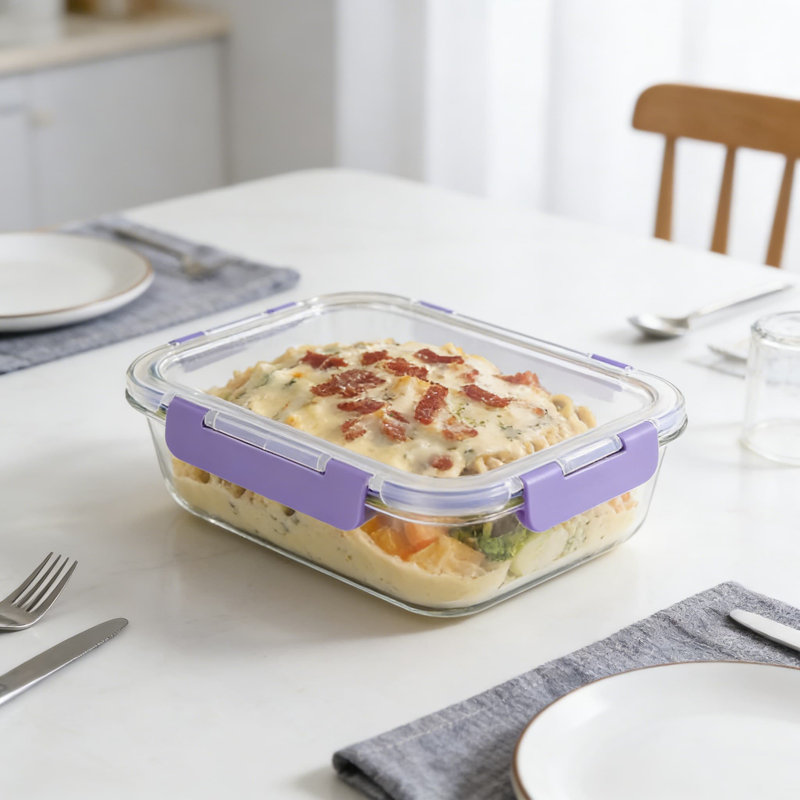 Glass Food Storage Containers With Lids, 8-Piece Airtight Meal Prep Set, Leakproof Locking For Microwave, Oven, Freezer & Dishwasher, BPA-Free Borosilicate Glass