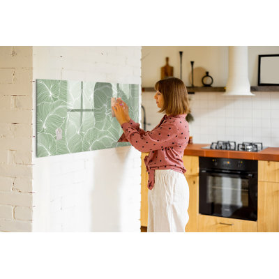 Magnetic Memo Board Whiteboard - 120 x 60 cm - With Marker and Magnets - Pattern leaves
