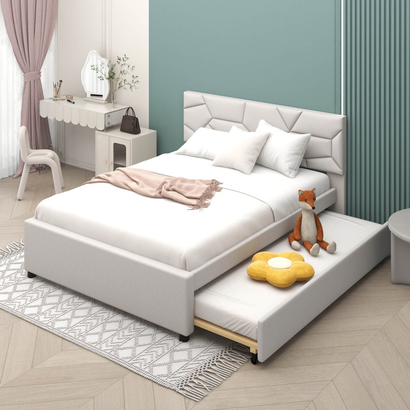 Grand lit pour enfant avec gigogne Carice, Beige