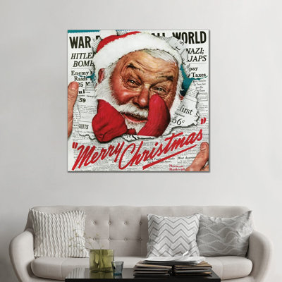 «Santa's In The News», reproduction d'art sur toile tendue
