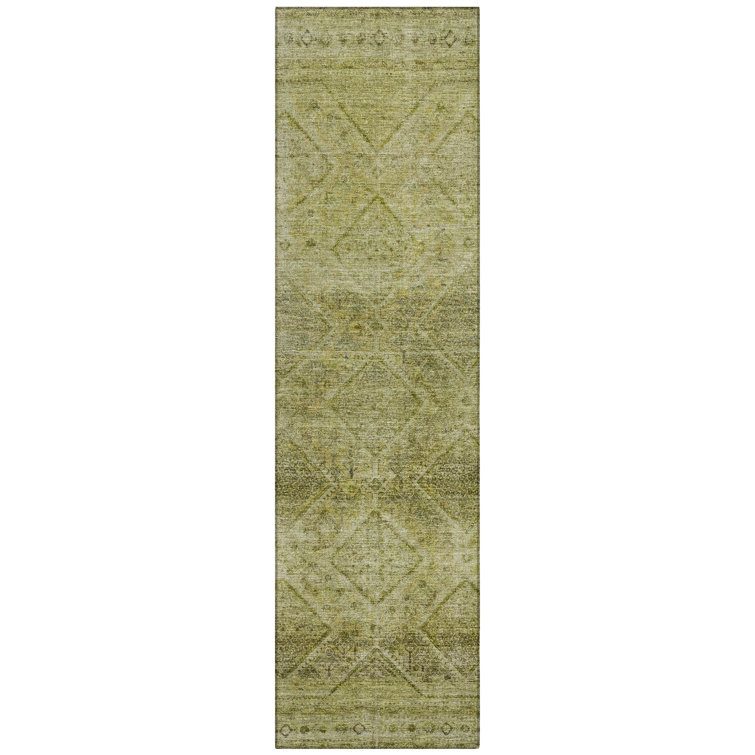 Machine Washable Indoor/Outdoor Xhevrie Aloe Rug