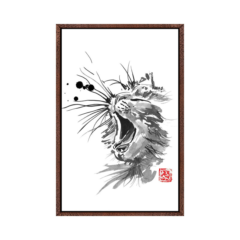 Meaow by Péchane - Print on Canvas, 152.5 cm H x 101.5 cm W, Classic Brown Wood Framed