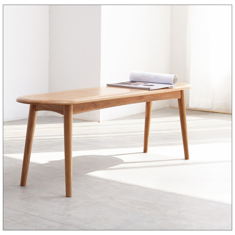 Banc de table en bois massif Keisey , Chêne, H 16,14 po x l 47,24 po x P 11,81 po