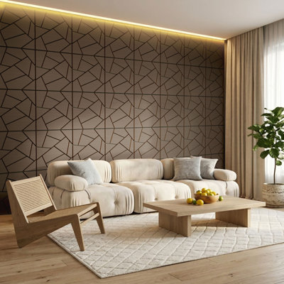 Ensemble de 4 panneaux muraux en bois 23,6 po x 23,6 po x 0,7 po, couverture de 15,5 pieds carrés, décoration murale insonorisante géométrique pour la maison et le bureau