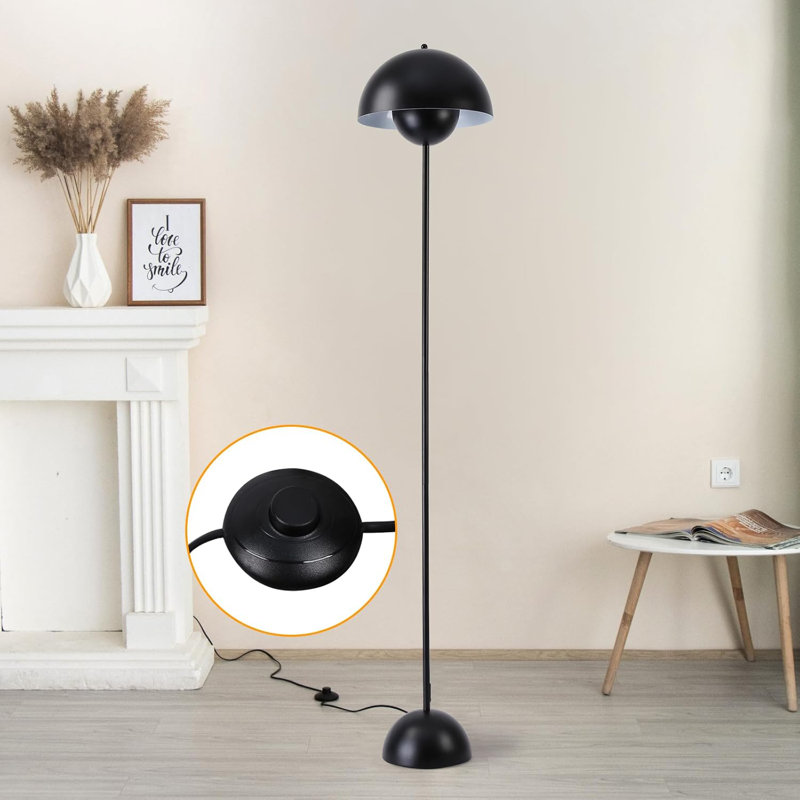 Modern Industrial Floor Lamp With Flower Shade For Living Room Bedroom Office Corner Lighting Tall Standing Lamp With Hidden Cord Design