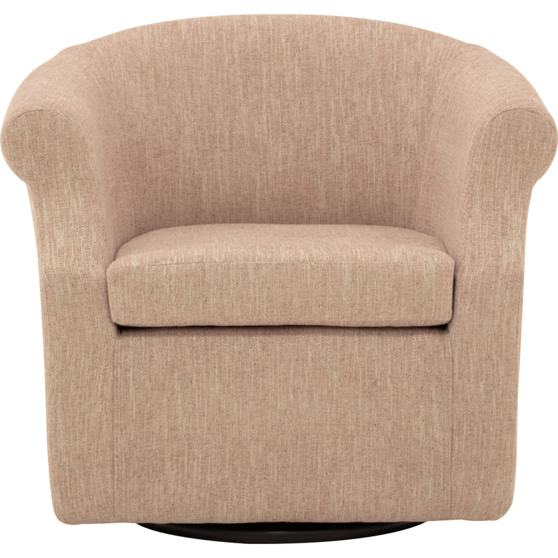 Fauteuil demi-tonneau pivotant l 3,5 po Buril, Mélange de polyester rose Hapden Blush