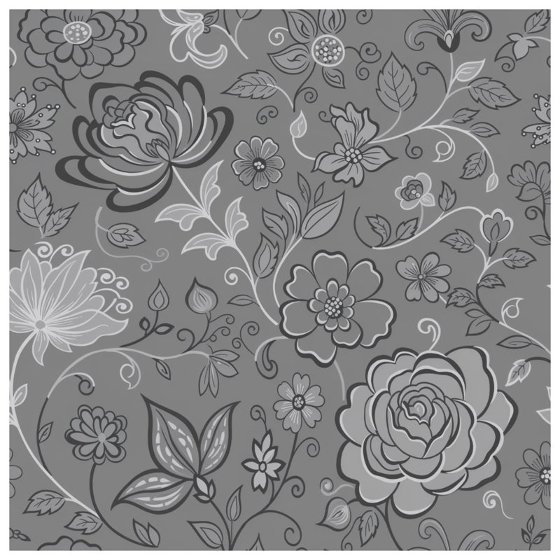 Housses de couette à motif floral gris, Très grand lit