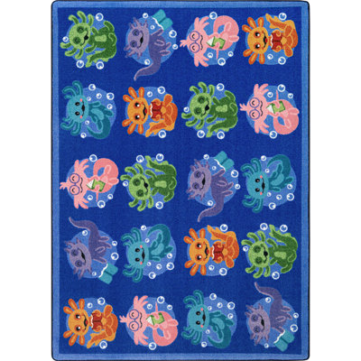 Alotl Readers 7'8" x 10'9" Area Rug in Color Blue