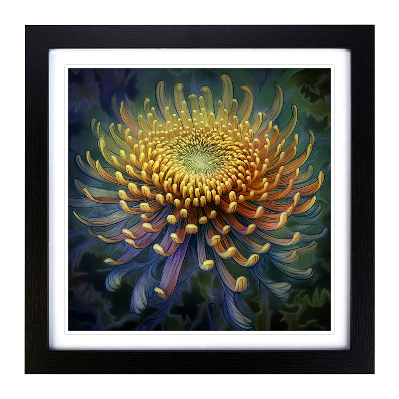 Chrysanthemum Surrealism - Framed Print, Black