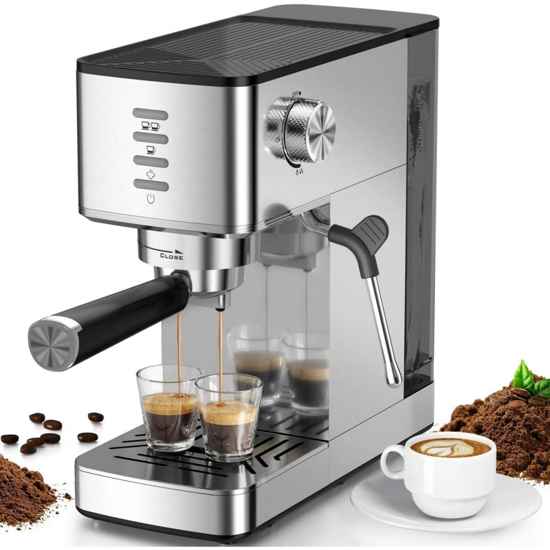 COWSAR 20 Bar Espresso Machine, Stainless Steel Coffee Maker Machine with Milk Frother, Steam Wand, PID Control, 40oz Removable Water Tank