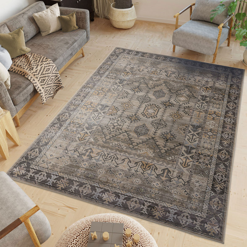 Café Baola traditionnel rétro à motif tribal, Rectangle 7 pi 6 po x 9 pi 6 po