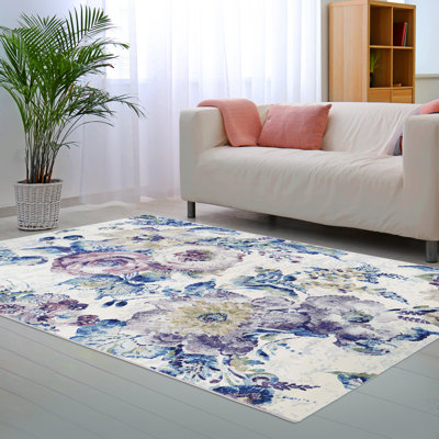 Nicole Floral Bone Multicolor Performance Area Rug