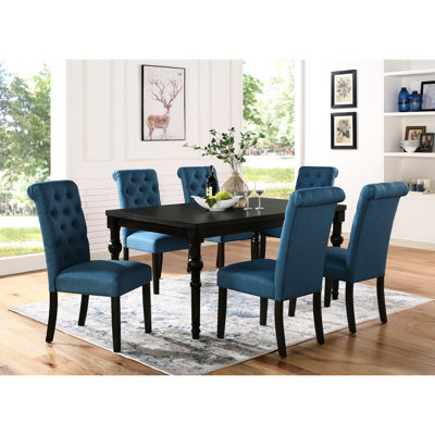 Ensemble de table et 6 chaises en bois foncé de style urbain : disposition rectangulaire pour la cuisine