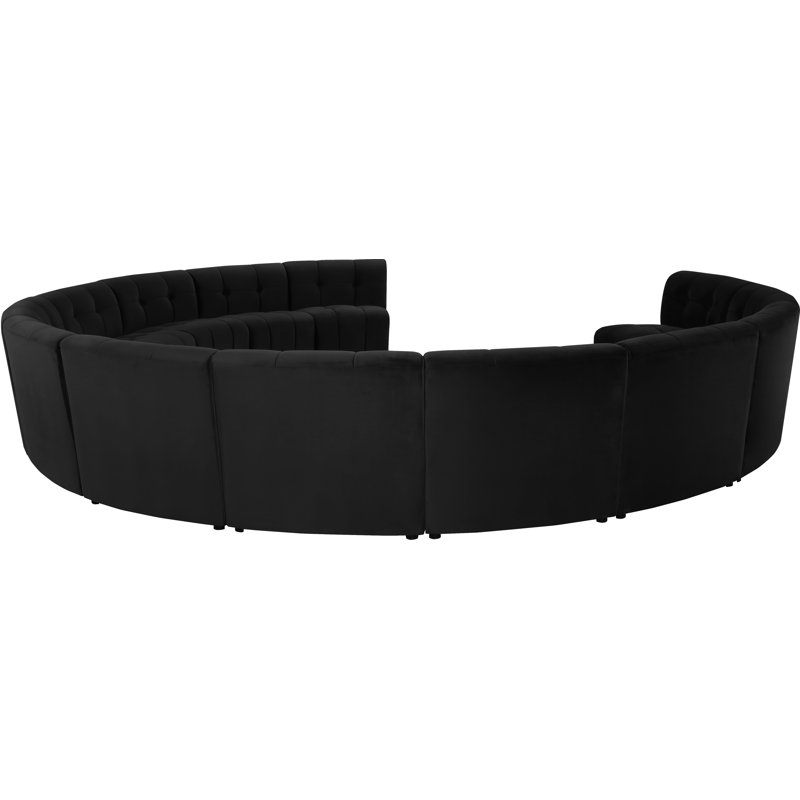 Jedson Velvet Sectional Symmetrical, Black Velvet