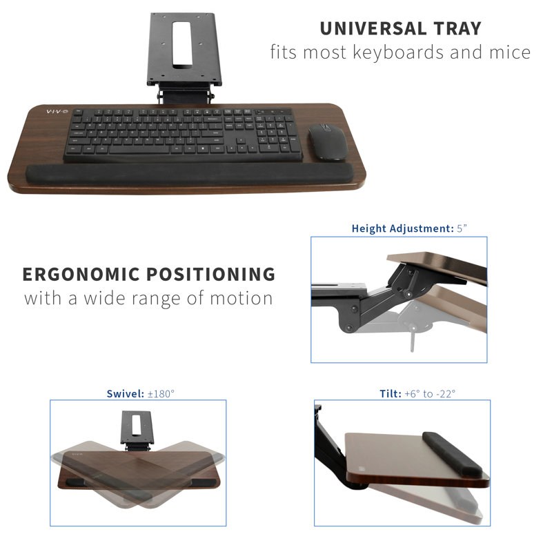 Dark Wood Adjustable Ergonomic Keyboard and Mouse Tray