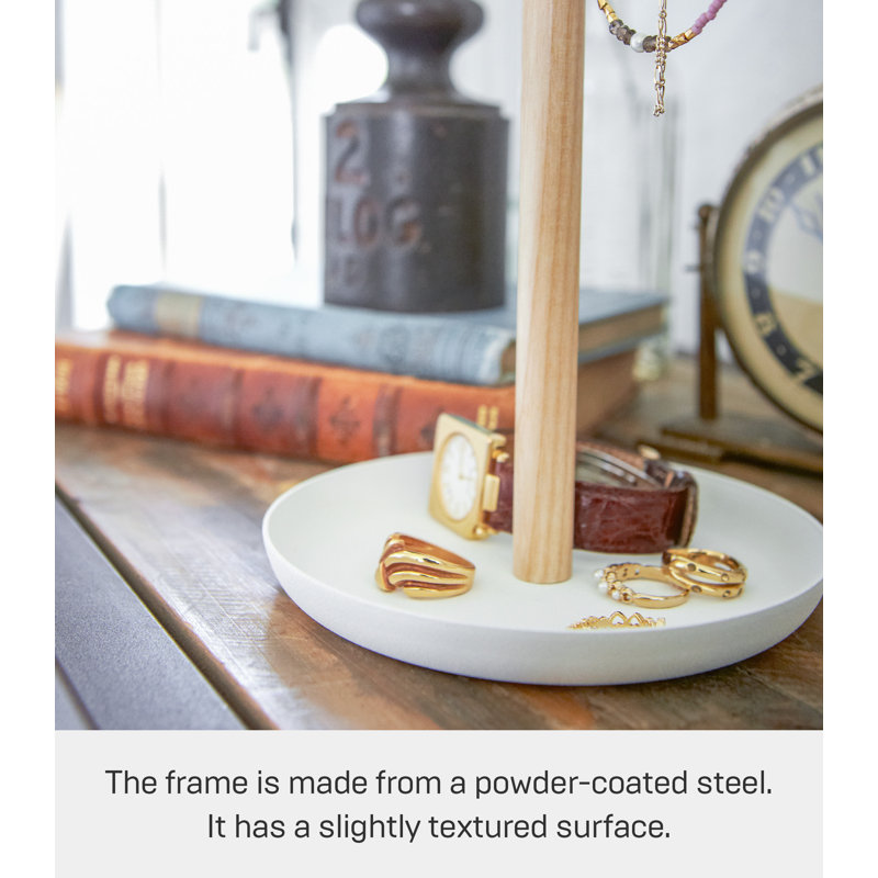 White Round Wood Accessory Tree for Women